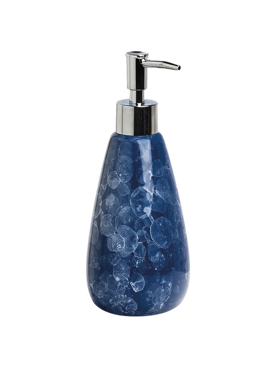 Distributeur de savon céramique Blue Marble, Bleu, Ø 8 x haut. 20 cm