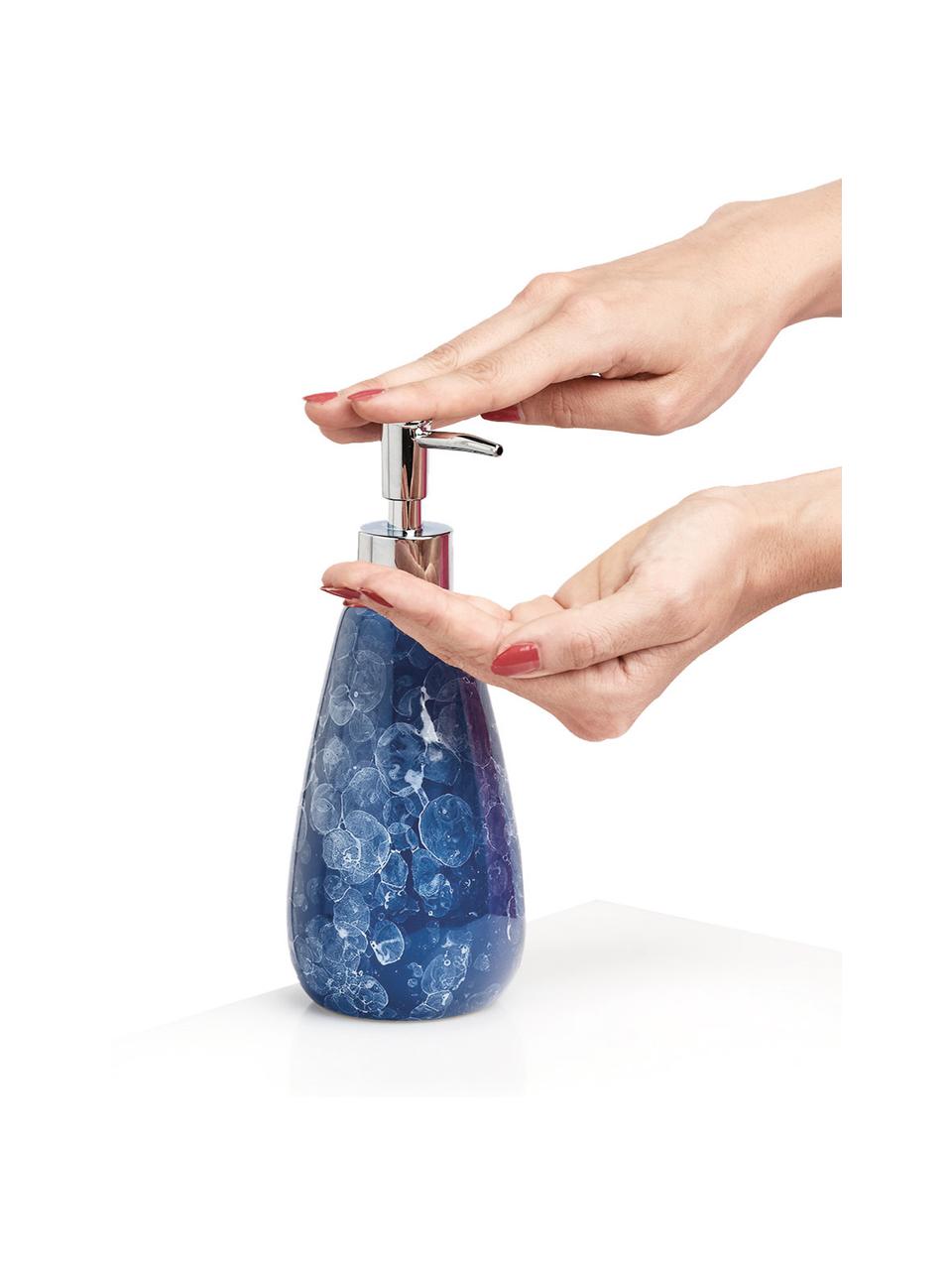 Distributeur de savon céramique Blue Marble, Bleu, Ø 8 x haut. 20 cm