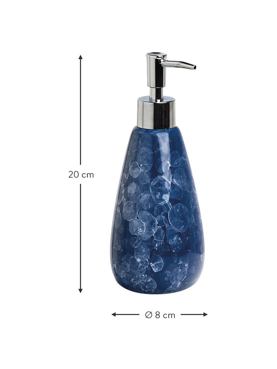 Distributeur de savon céramique Blue Marble, Bleu, Ø 8 x haut. 20 cm