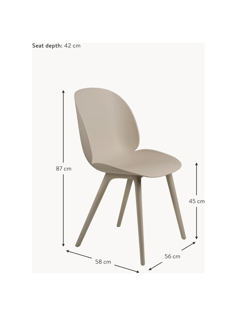 Stolička do interiéru a exteriéru Beetle, Plast, odolný voči poveternostným vplyvom, Svetlobéžová, matná, Š 56 x H 58 cm