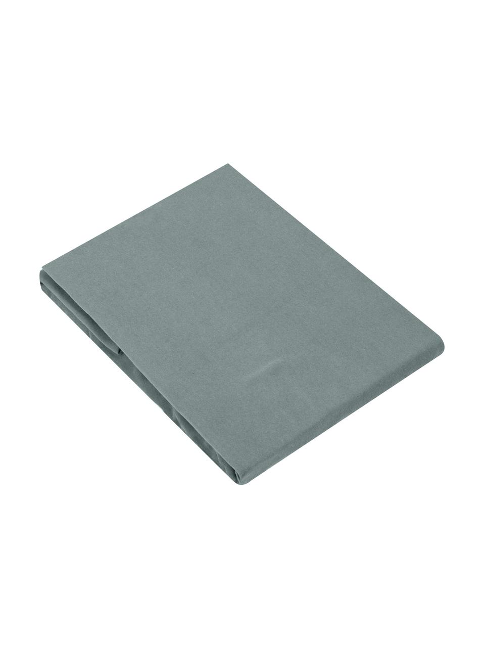 Drap-housse en flanelle gris-vert Biba, Vert, larg. 140 x long. 200 cm