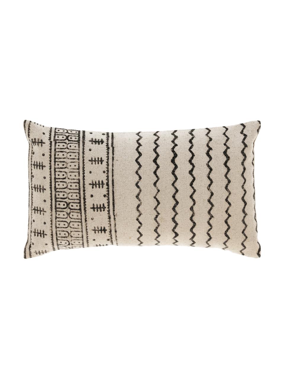 Housse de coussin rectangulaire ethnique Brafton, Beige, noir