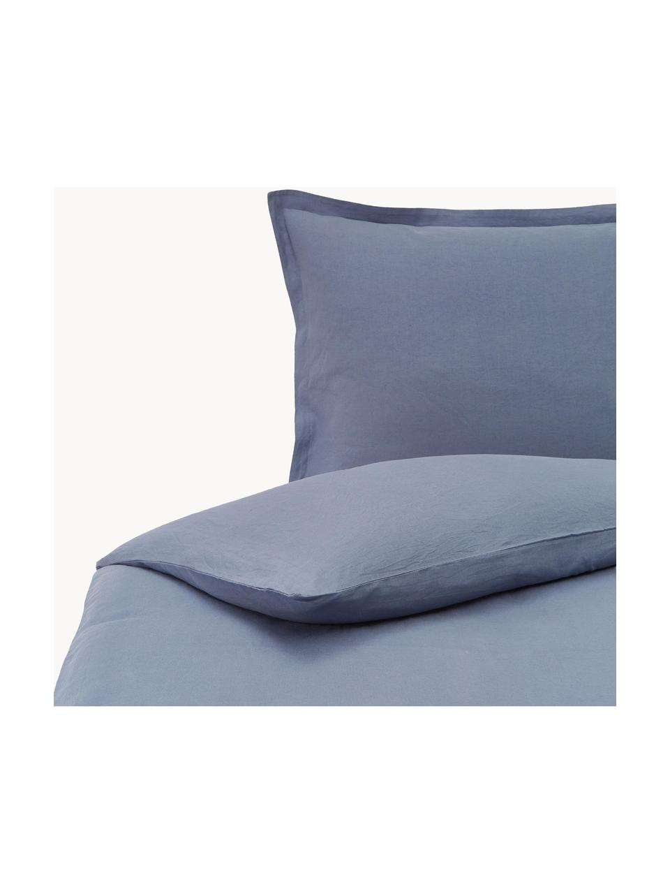 Biancheria da letto in lino lavato blu Nature, Mezzo lino
(52% lino, 48% cotone)

Densità dei fili 108 TC, qualità standard

Il mezzo lino offre una sensazione piacevole e ha un naturale aspetto sgualcito, che viene esaltato dall'effetto stonewash. Assorbe fino al 35% di umidità, si asciuga molto rapidamente e ha un effetto piacevolmente rinfrescante nelle notti d'estate. L'elevata resistenza allo strappo rende il mezzo lino resistente all'abrasione e all'usura, Blu, Larg. 155 x Lung. 200 cm