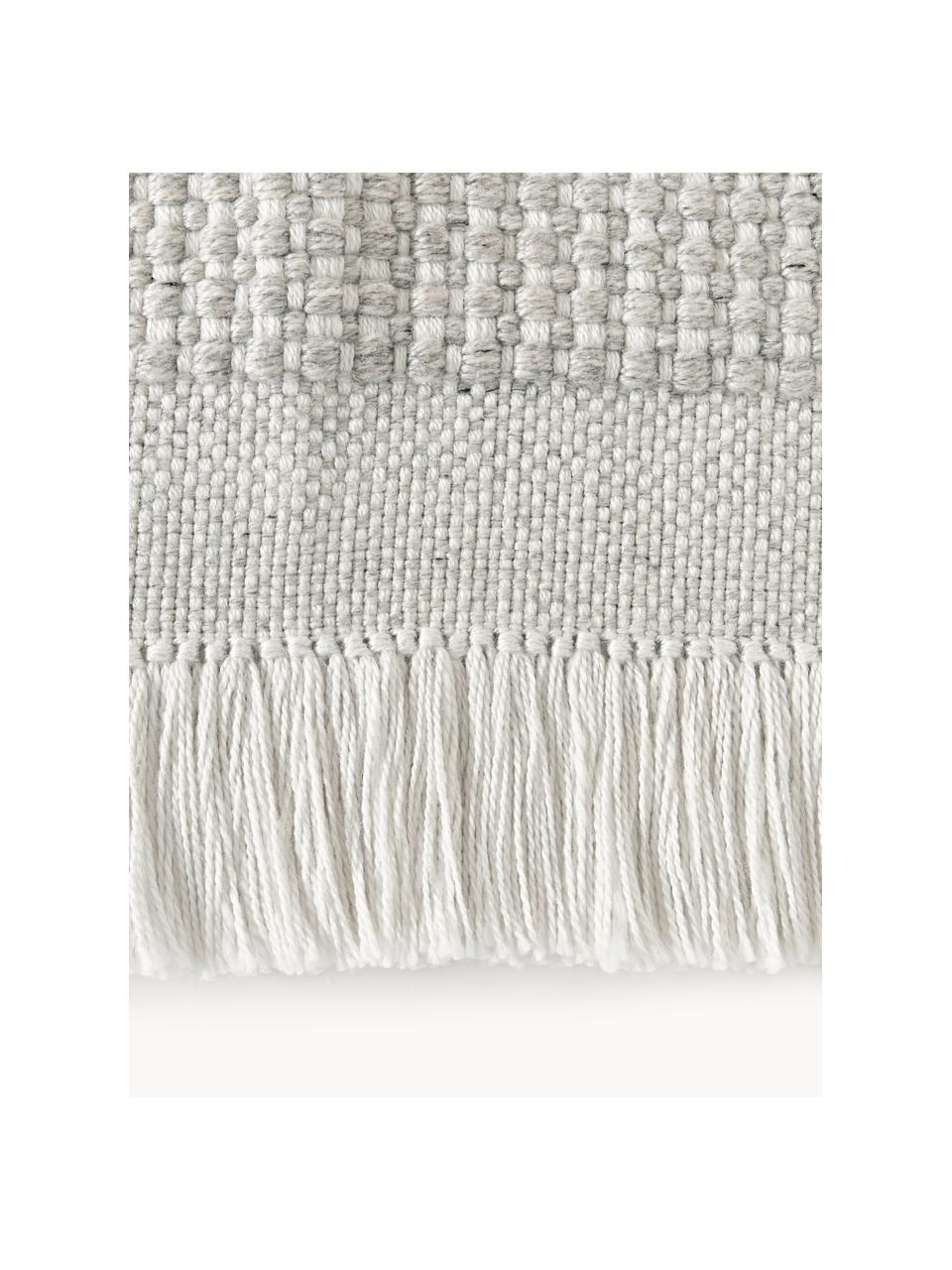 Tapis tissé à plat avec franges Ryder, 100 % polyester, certifié GRS, Gris clair, blanc, larg. 120 x long. 180 cm (taille S)