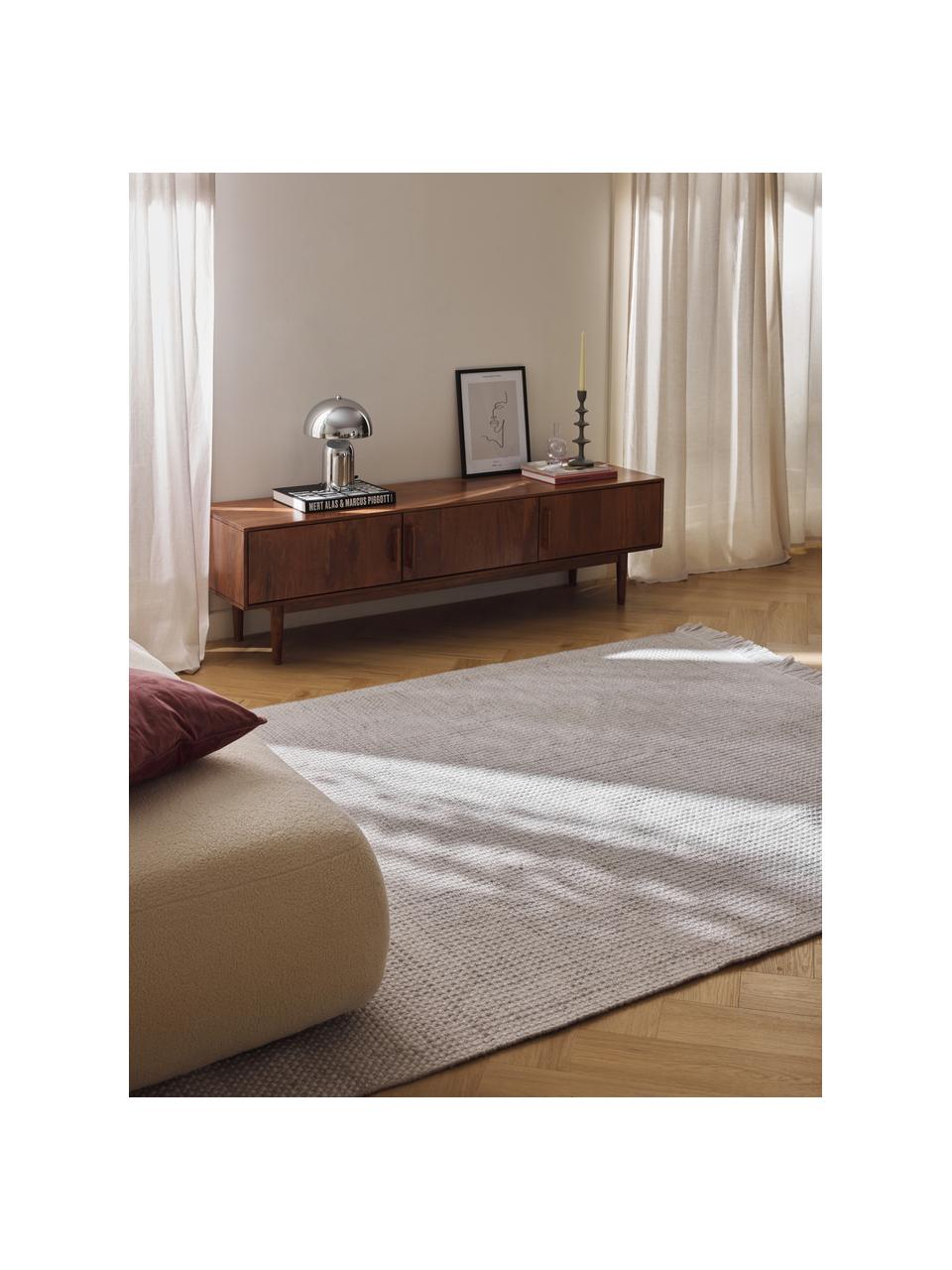 Koberec so strapcami Ryder, tkaný naplocho, 100% polyester s certifikátom GRS, Svetlosivá, biela, Š 120 x D 180 cm (veľkosť S)