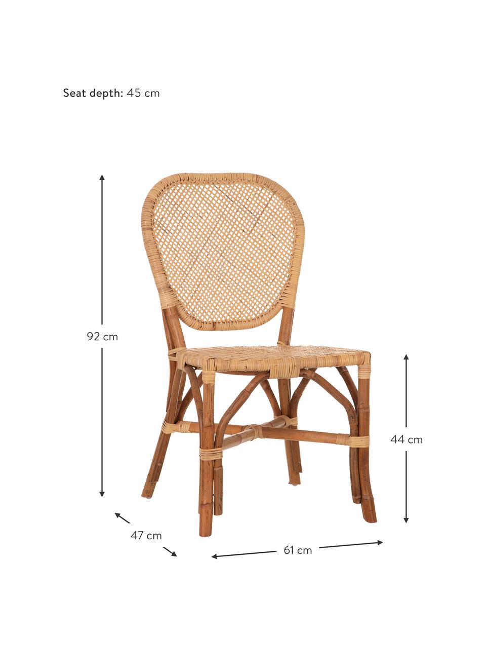 Krzesło z rattanu Laia, Rattan ze splotem polypeel, Beżowy, S 61 x G 47 cm