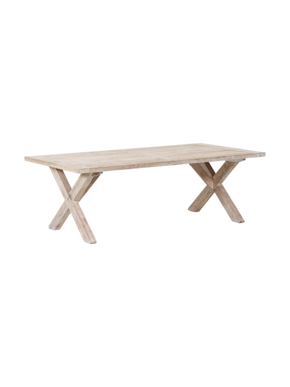 Table de jardin en bois Arizona, Bois d'acacia, blanc délavé, Acacia, blanc délavé, larg. 200 x prof. 90 cm