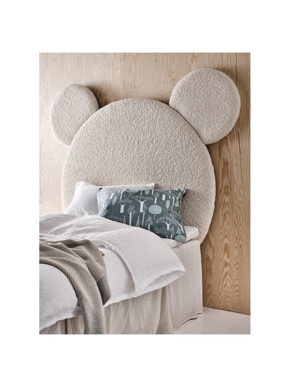 Tête de lit en tissu peluche Mikke, Polyester, contreplaqué et mousse, Blanc, larg. 147 x haut. 115 cm