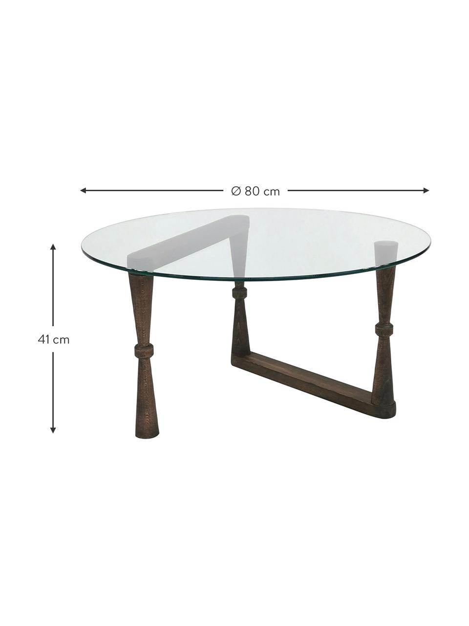 Konferenční stolek  se skleněnou deskou NuD, Tmavé dřevo, transparentní, Ø 80 cm