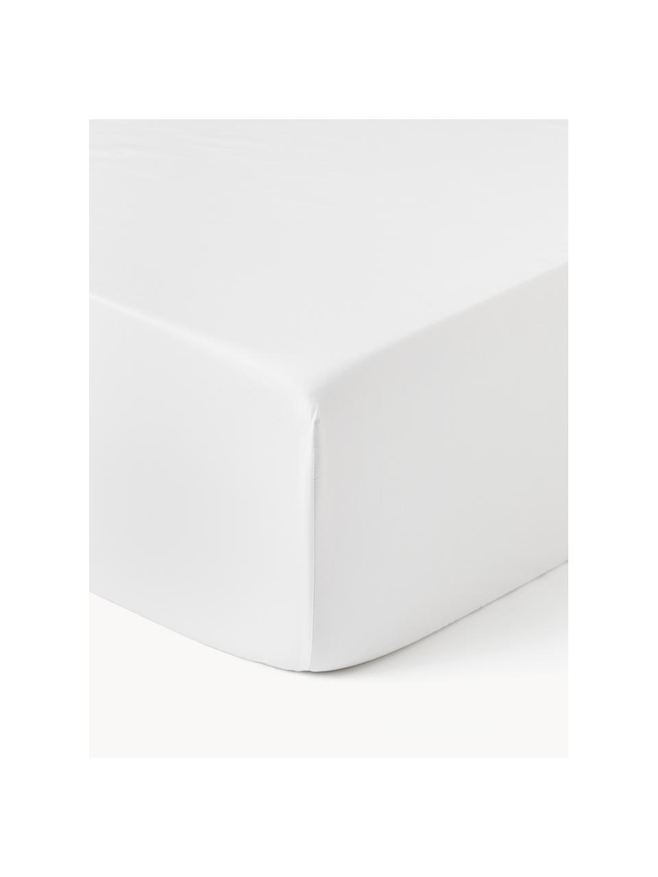 Lenzuolo con angoli in raso di cotone Premium, Bianco, Larg. 90 x Lung. 200 cm, Alt. 25 cm