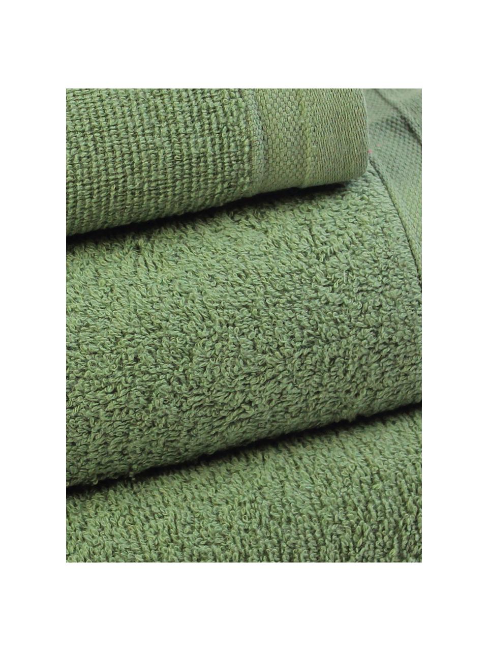 Set de toallas Noa, 3 pzas., 100% algodón
Gramaje superior 450 g/m², Verde militar, Tamaños diferentes