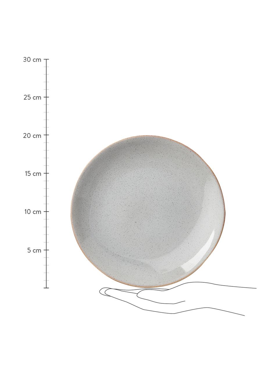 Assiettes à dessert avec émail réactif Halir, 4 pièces, Grès cérame, émaillé, Bleu-gris avec bord brun, Ø 20 x haut. 3 cm