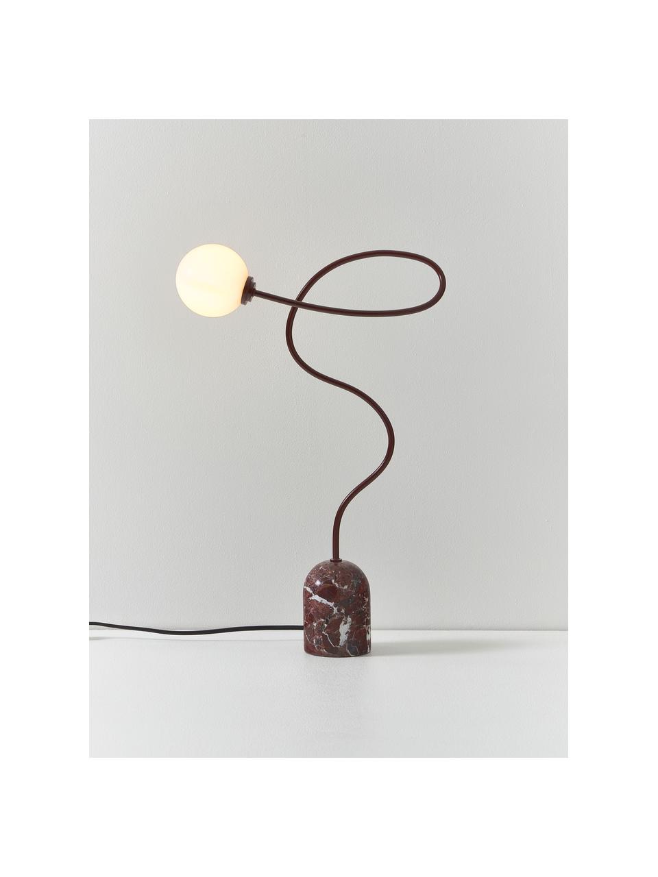 Lampe de table avec pied en marbre Alina, Lie de vin, marbré, larg. 33 x haut. 51 cm