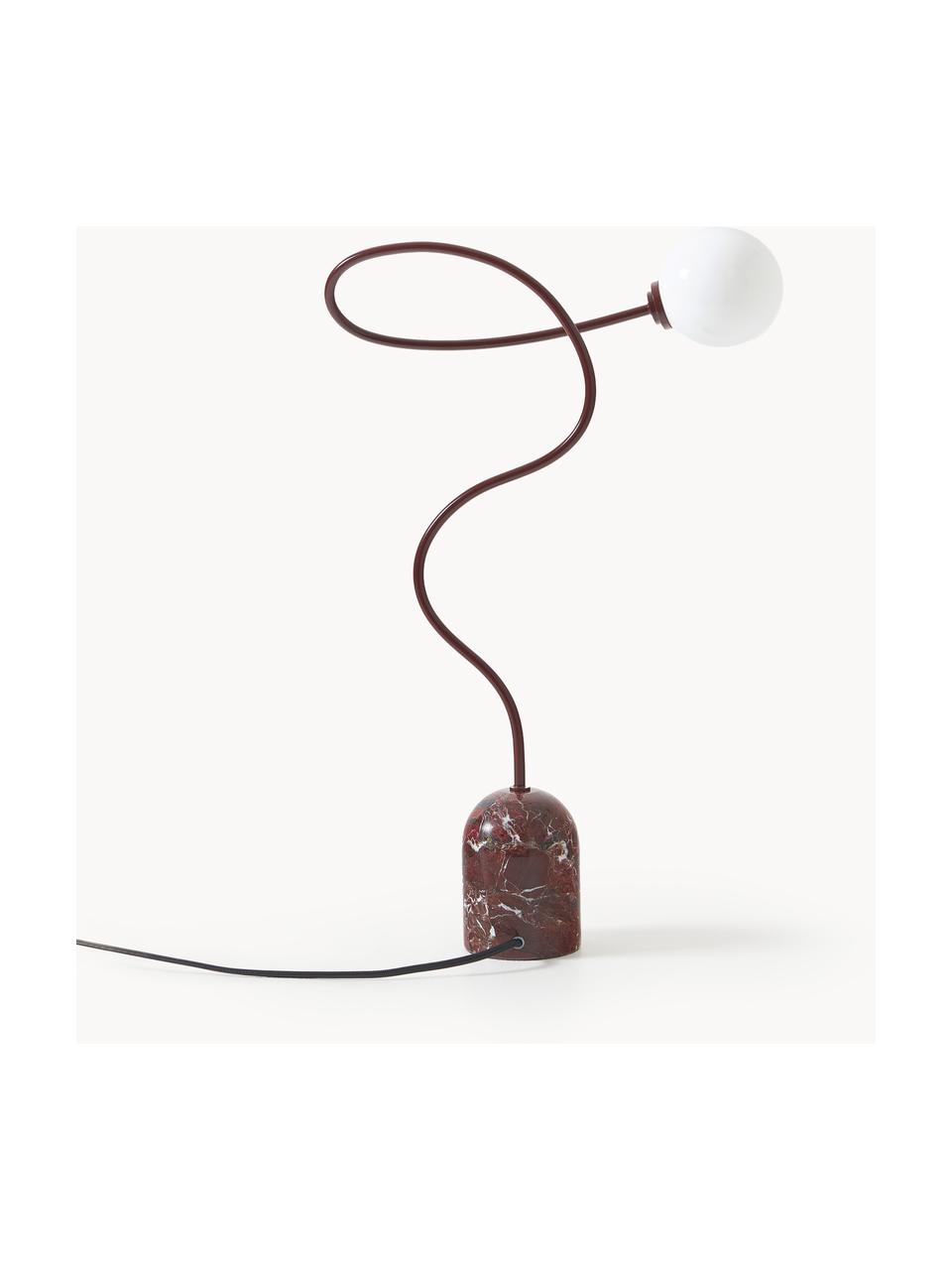 Lampe de table avec pied en marbre Alina, Lie de vin, marbré, larg. 33 x haut. 51 cm