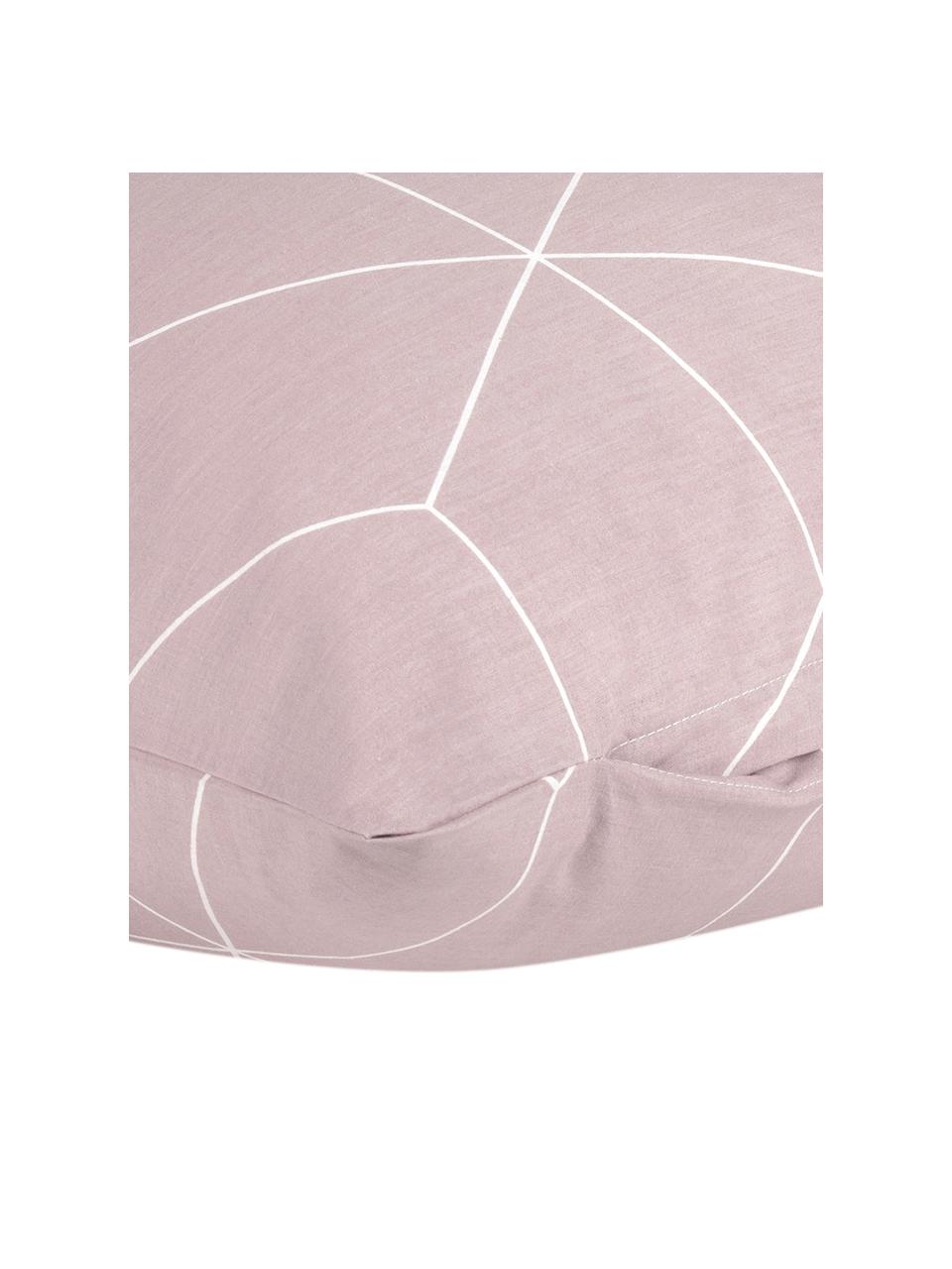 Funda de almohada de algodón Lynn, 50 x 70 cm, Rosa palo, blanco crema, An 50 x L 70 cm