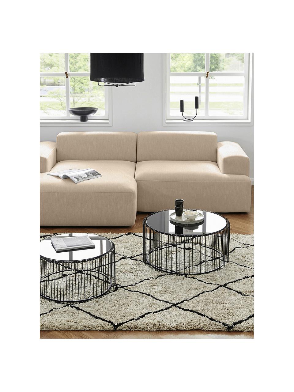 Canapé d'angle 3 places Melva, Tissu beige foncé, larg. 239 x prof. 143 cm, méridienne à gauche