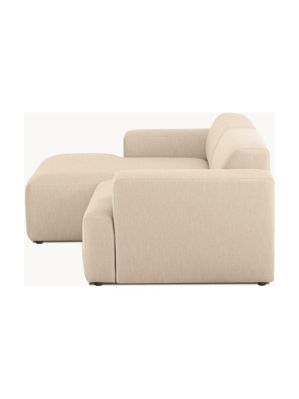 Divano angolare 3 posti Melva, Rivestimento: 100% poliestre Il rivesti, Struttura: pino massiccio, certifica, Tessuto beige, Larg. 239 x Alt. 143 cm, chaise-longue a destra