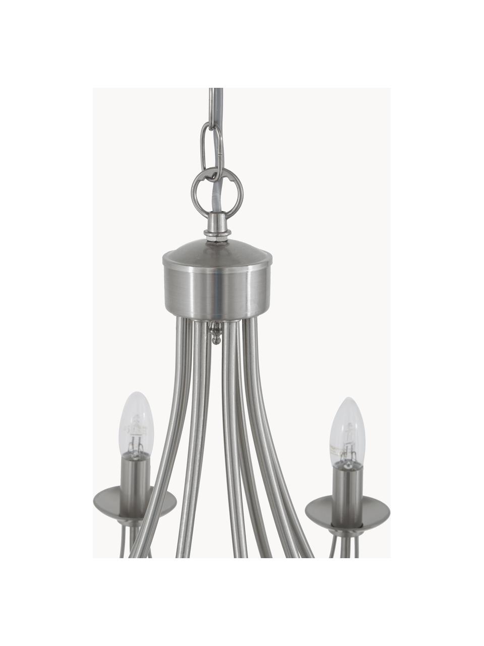 Lámpara de araña Maypole, Estructura: acero cepillado, Anclaje: acero cepillado, Cable: plástico, Acero, Ø 60 x Al 50 cm