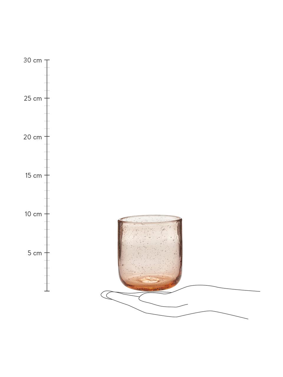Ručne fúkané poháre na vodu Leyla, 6 ks, Sklo, Bledoružová, priehľadná, Ø 8 x V 9 cm, 300 ml