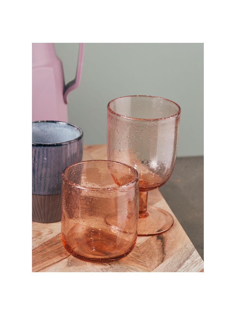 Mundgeblasene Wassergläser Leyla in Rosa, 6 Stück, Glas, Rosa, transparent, Ø 8 x H 9 cm, 300 ml