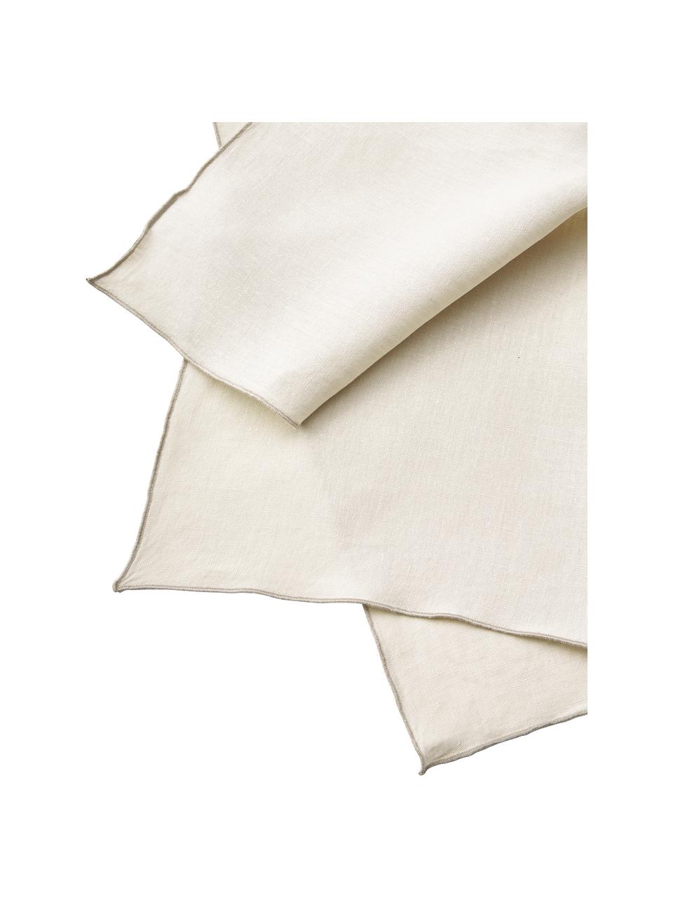 Serviettes de table en lin avec passepoil Kennedy, 4 pièces, 100 % lin lavé, certifié European Flax, Beige, larg. 45 x long. 45 cm