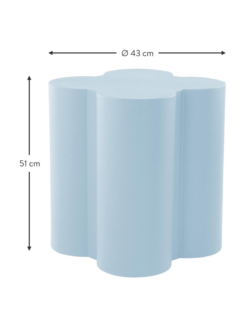 Tavolino dalla forma organica Gilles, Ferro verniciato a polvere, Azzurro, Ø 43 x Alt. 51 cm