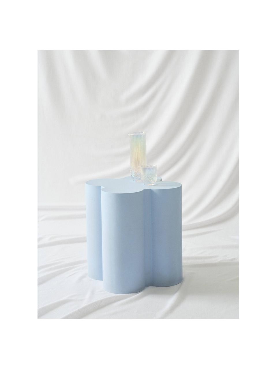 Table d'appoint de forme organique Gilles, Fer, revêtement par poudre, Bleu ciel, Ø 43 x haut. 51 cm