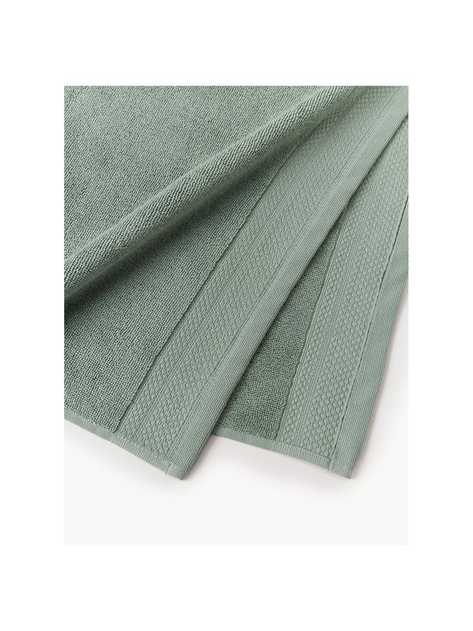 Komplet ręczników z bawełny organicznej Premium, różne rozmiary, Szałwiowy zielony, 3 elem. (ręcznik dla gości, ręcznik do rąk, ręcznik kąpielowy)