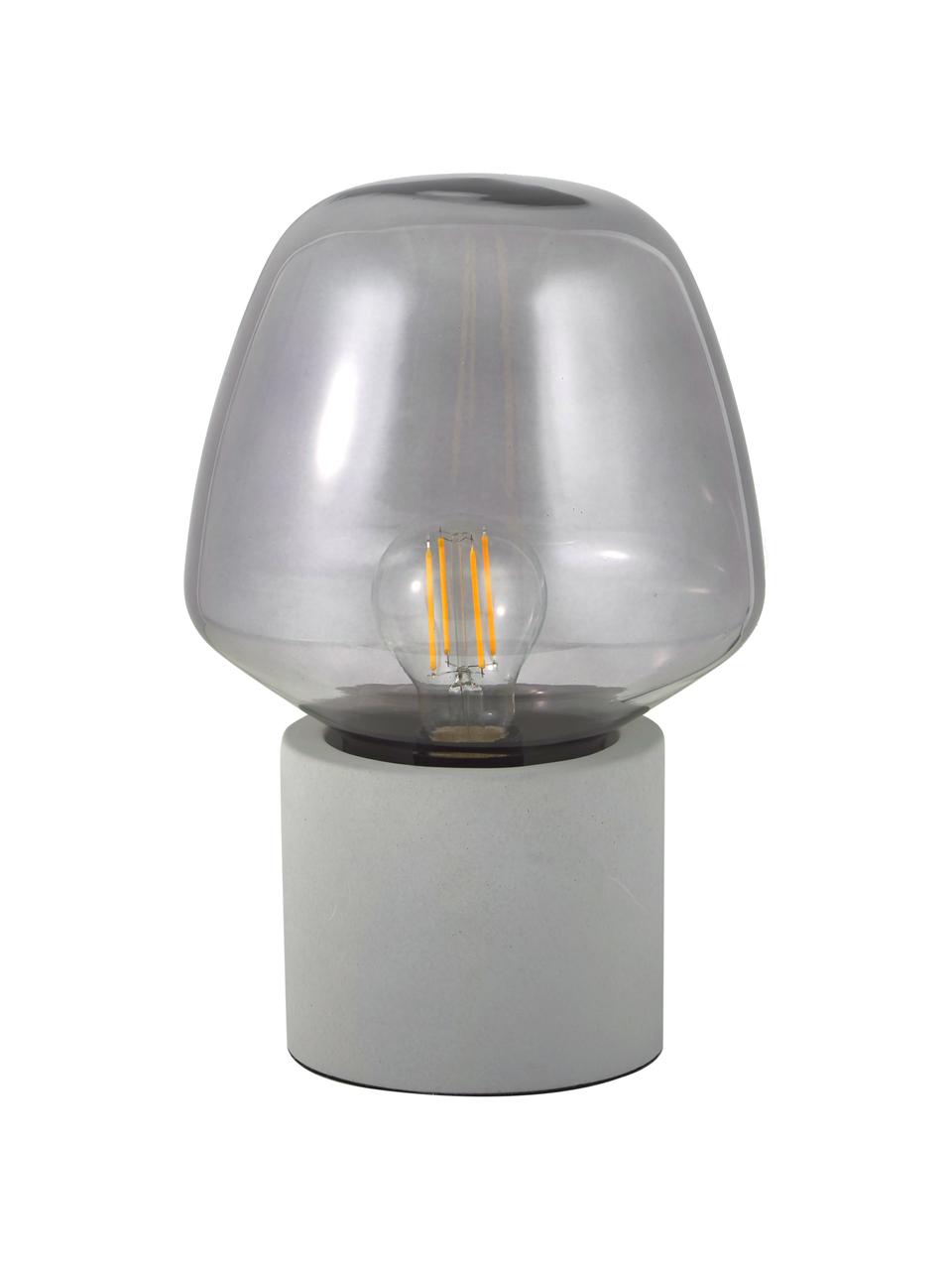 Lámpara de mesa pequeña Christina, Pantalla: vidrio, Cable: plástico, Gris cemento, gris, transparente, Ø 20 x Al 30 cm