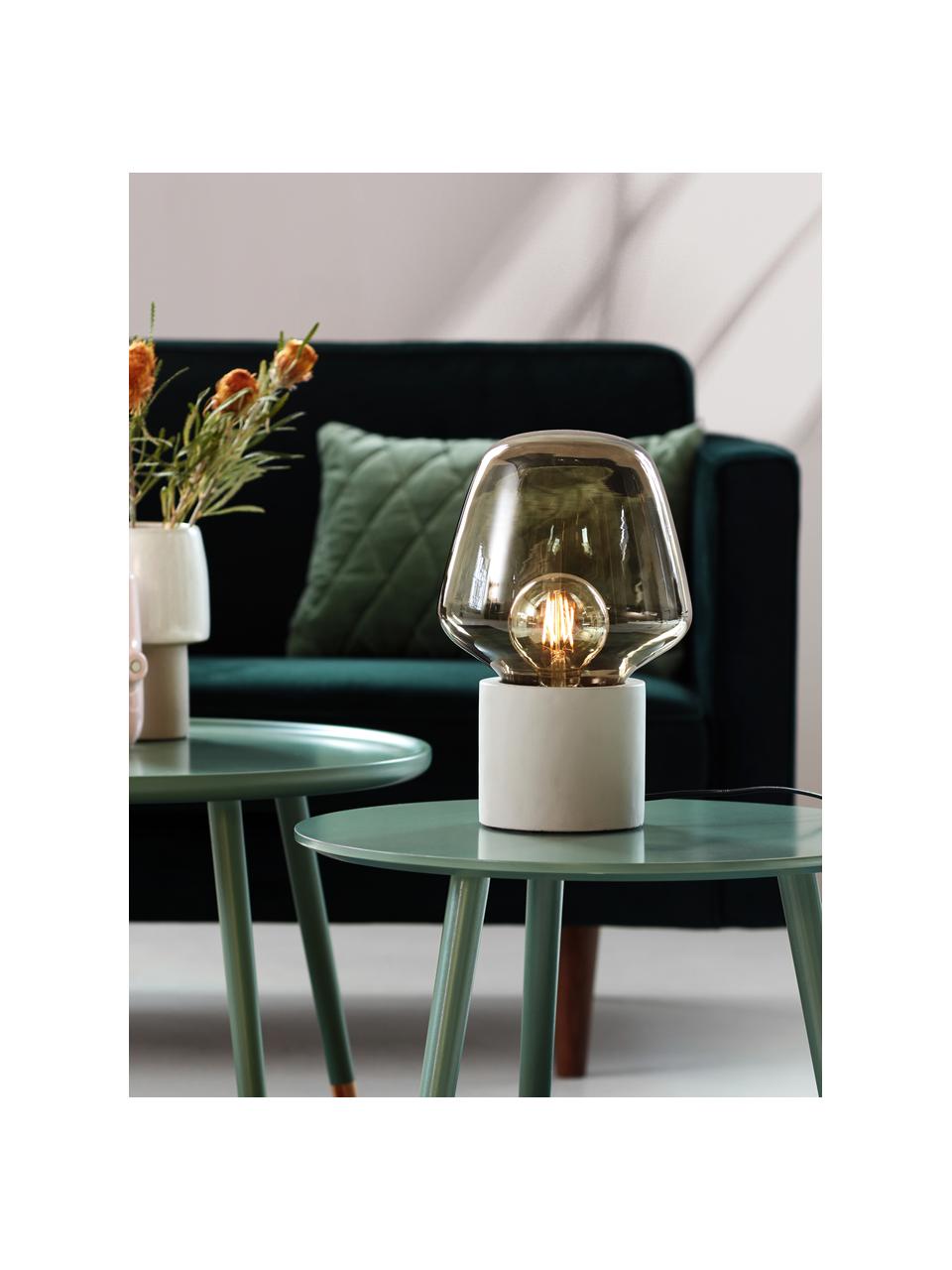 Kleine Tischlampe Christina mit Betonfuß, Lampenschirm: Glas, Lampenfuß: Beton, Betongrau, Grau, Ø 20 x H 30 cm