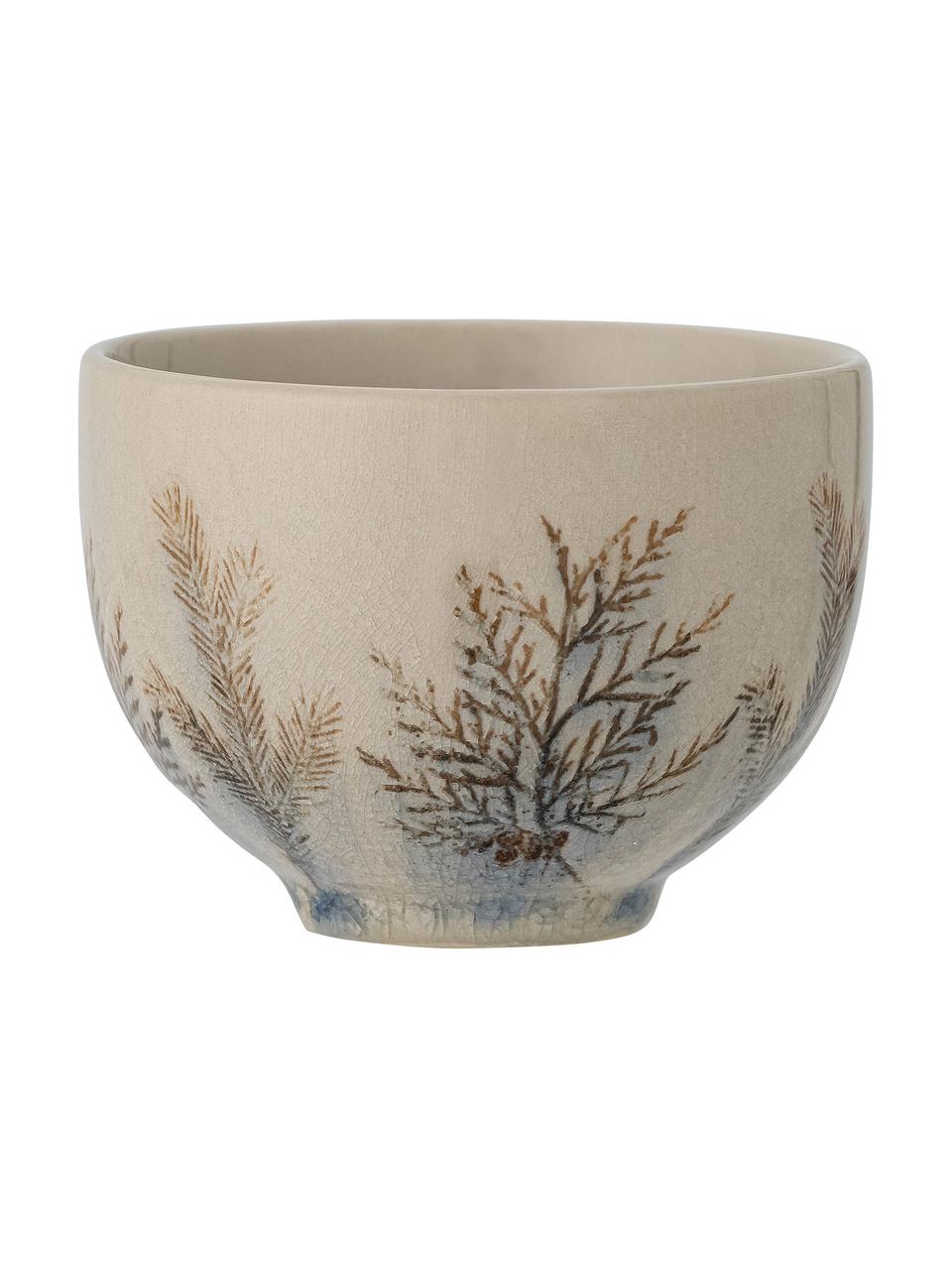 Cuencos de gres Hollie, 2 uds., Gres, Beige, azul, marrón, Ø 12 x Al 8 cm