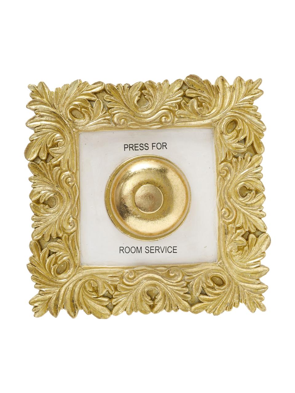 Dekoracja ścienna Room Service, Żywica syntetyczna, Odcienie złotego, biały, S 20 x W 20 cm