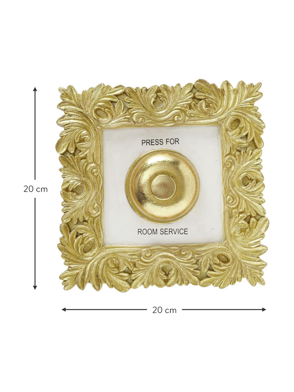 Wandobjekt Room Service, Kunstharz, Goldfarben, Weiß, 20 x 20 cm