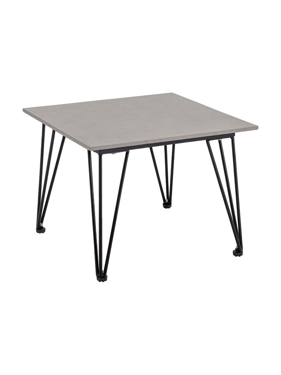 Garten-Beistelltisch Mundo aus Beton, Tischplatte: Beton, Beine: Metall, beschichtet, Grau, Schwarz, B 55 x H 42 cm