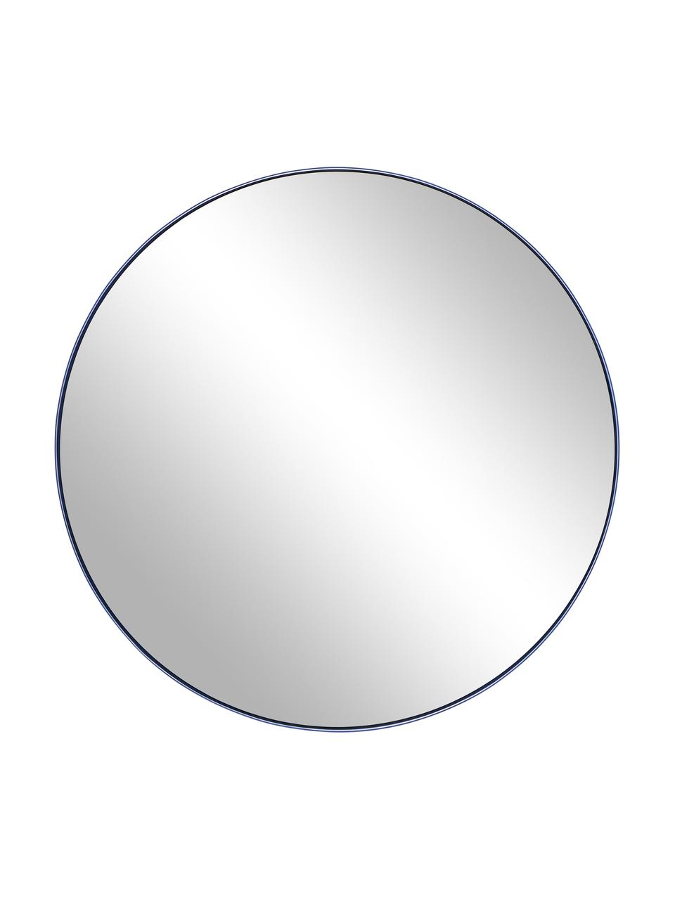 Kulaté nástěnné zrcadlo s kovovým rámem Ivy, Modrá, Ø 55 cm, H 3 cm