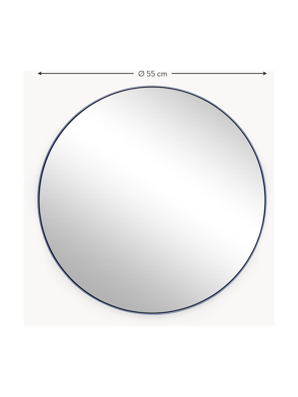 Miroir mural rond cadre en métal bleu Ivy, Bleu, Ø 55 x prof. 3 cm