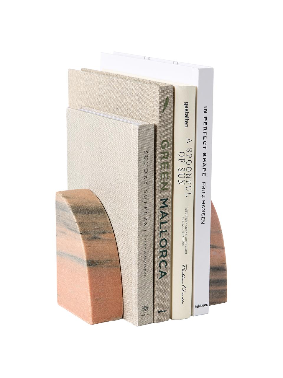 Podpórka do książek z marmuru Natasha, 2 szt., Marmur, Terakota, marmurowy, S 10 x W 16 cm