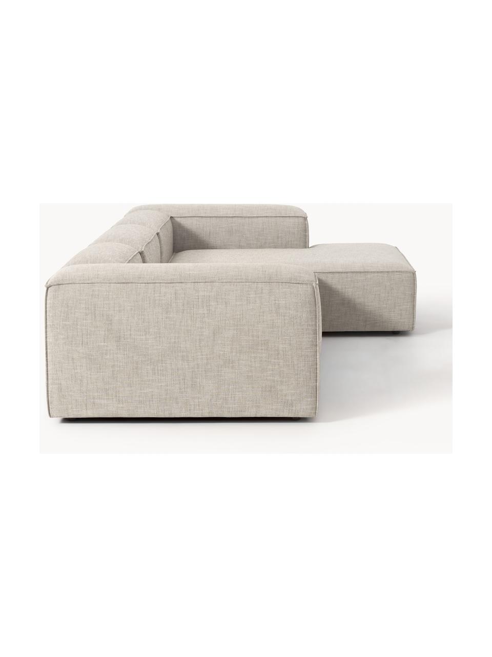 Modulares Ecksofa Lennon aus Leinen-Mix, Bezug: 50 % Viskose, 25 % Leinen, Gestell: Fichtenholz, Sperrholz, m, Füße: Kunststoff Dieses Produkt, Leinen-Mix Grau, B 327 x T 180 cm, Eckteil links