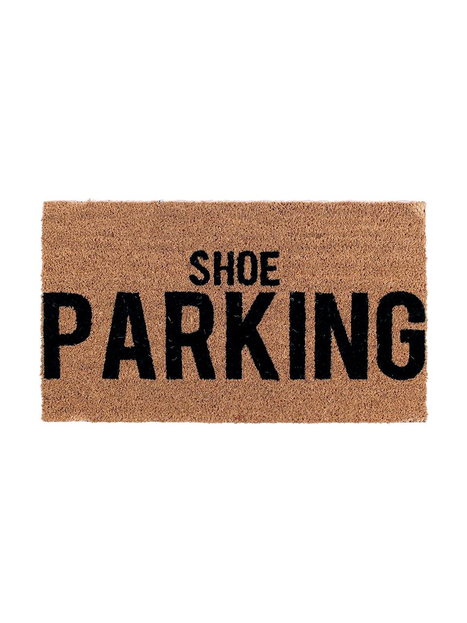 Deurmat Shoe Parking, Bovenzijde: kokosvezels, Onderzijde: PVC, Bruin, zwart, 40 x 70 cm