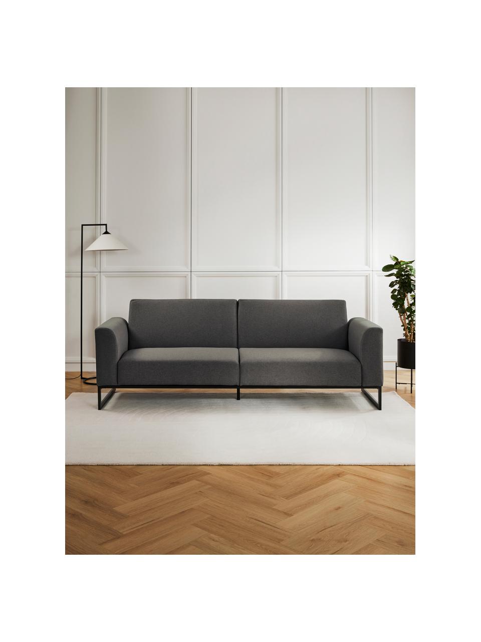 Schlafsofa Josephine (3-Sitzer), Bezug: 100% Polyester Der hochwe, Gestell: Massives Kiefernholz und , Füße: Metall, Webstoff Anthrazit, B 238 x T 85 cm