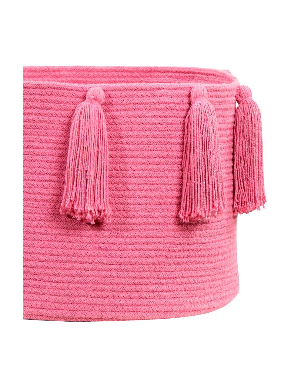 Aufbewahrungskorb Tassels, 97% Baumwolle, 3% recycelte Baumwolle, Pink, Ø 45 x H 30 cm