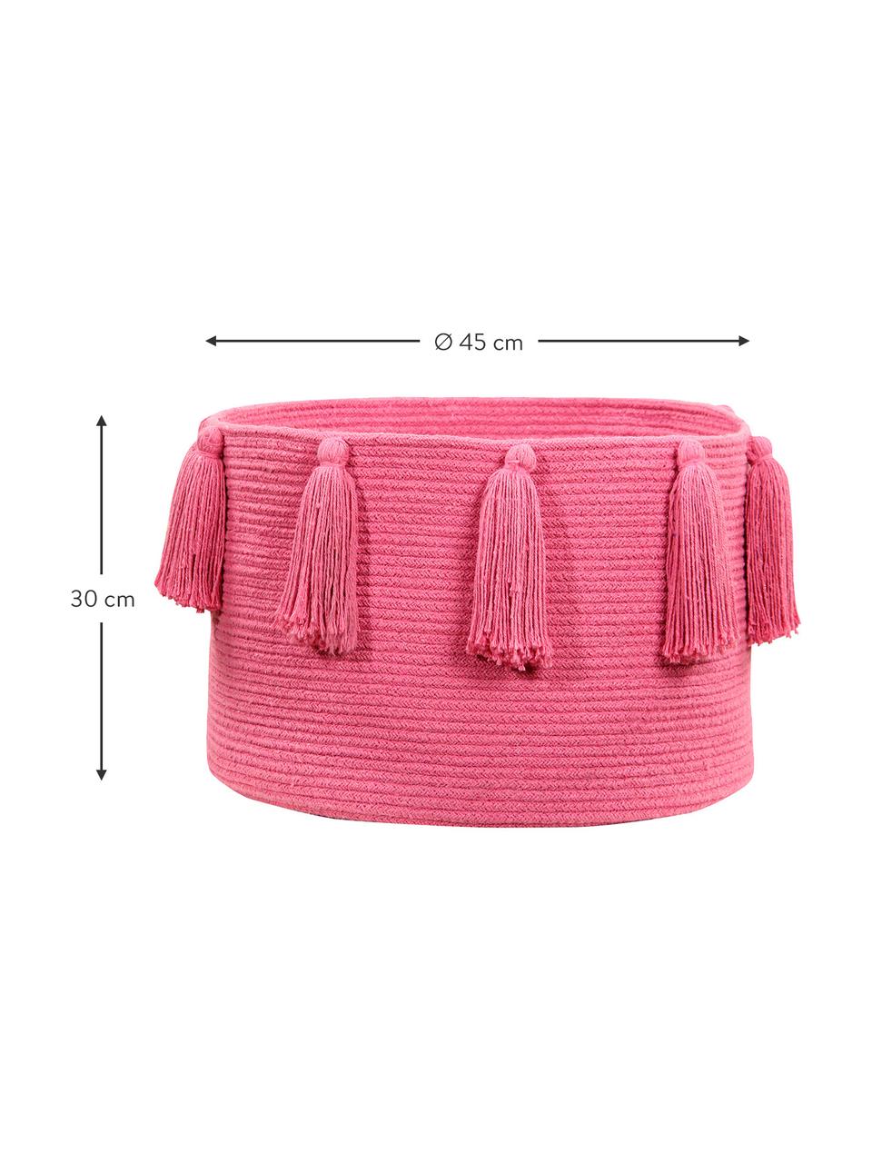 Aufbewahrungskorb Tassels, 97% Baumwolle, 3% recycelte Baumwolle, Pink, Ø 45 x H 30 cm