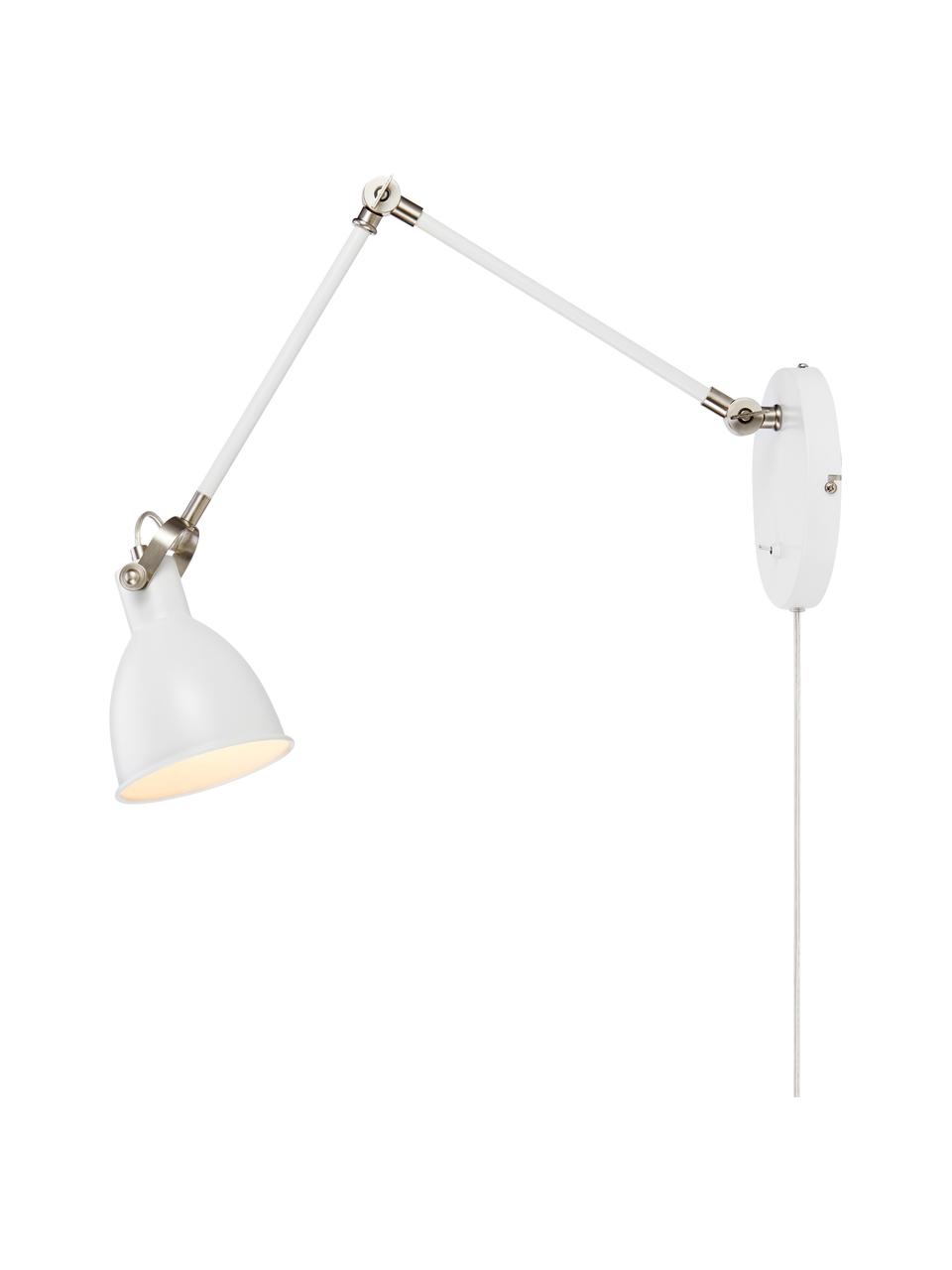 Verstelbare wandlamp House met stekker, Lampenkap: gecoat metaal, Wit, D 84 x H 18 cm