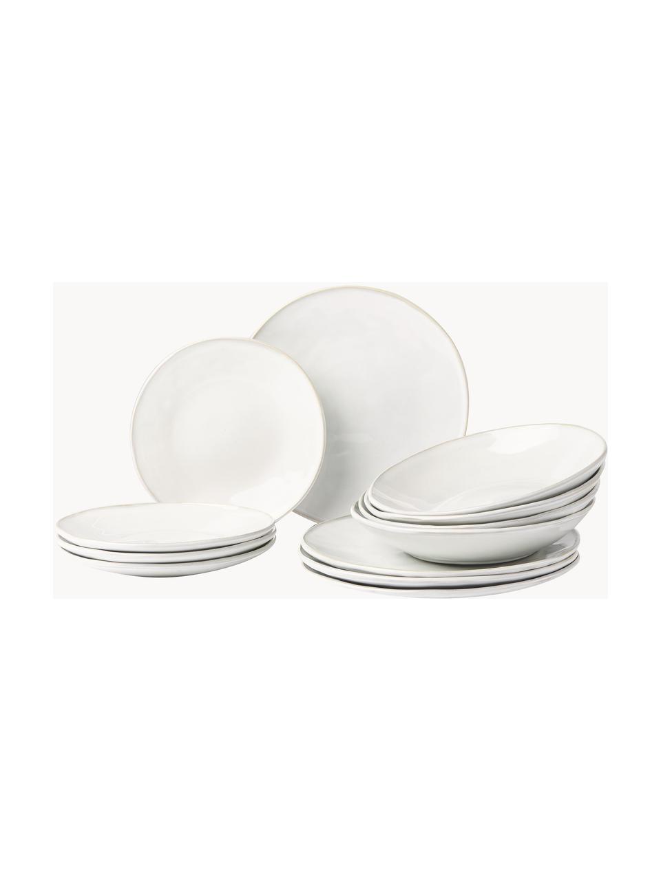 Service De Table En Grès Pour 4 À 12 Personnes Avec Assiettes Plates, Assiettes Creuses Et Assiettes À Gâteau[x143] - Cdiscount Maison