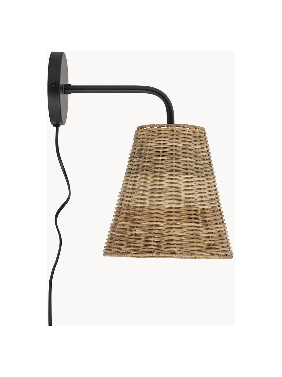 Wandleuchte Thed aus Rattan, Lampenschirm: Rattan, Braun, T 29 x H 34 cm