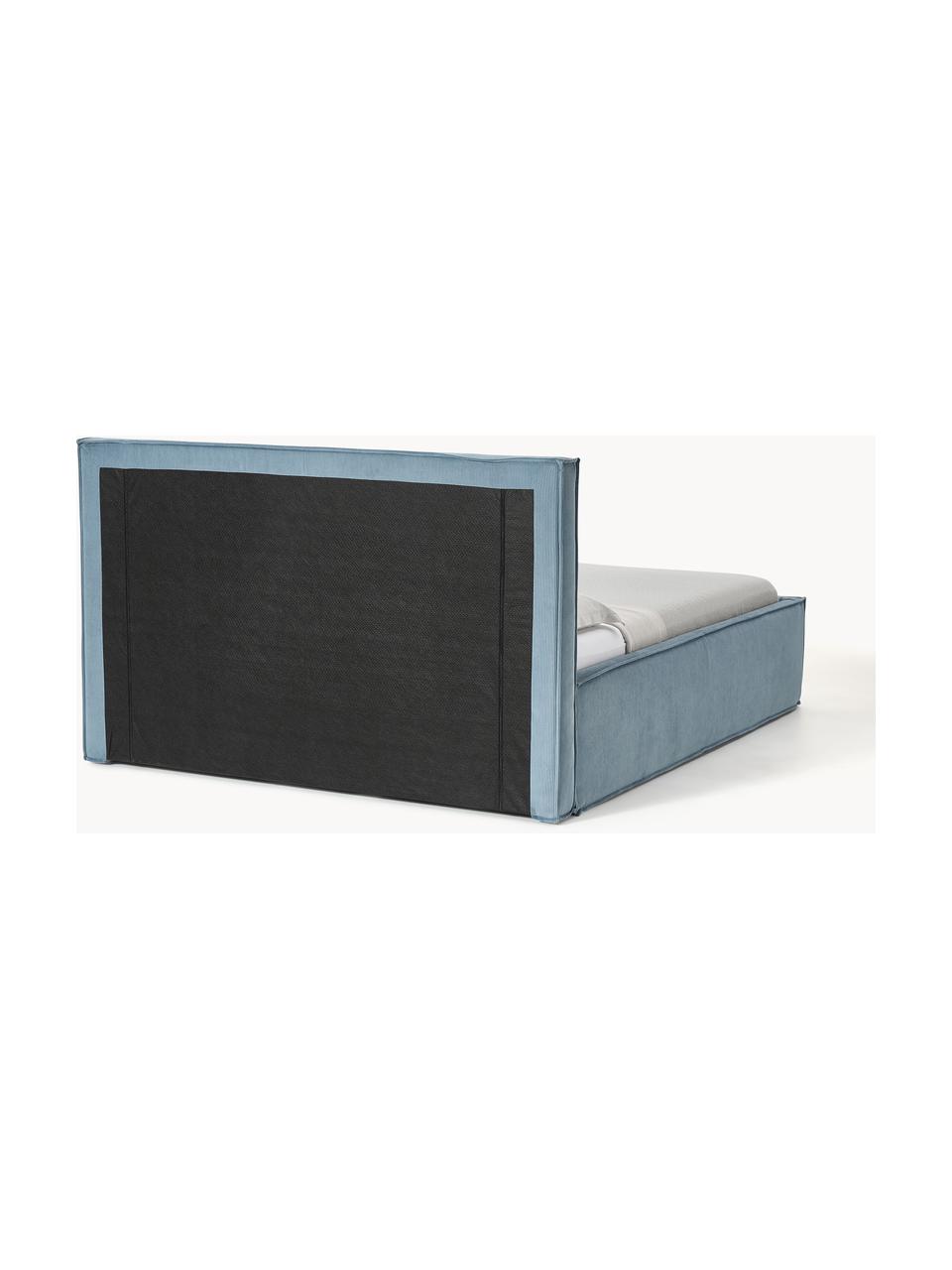Manšestrová čalouněná postel Dream, Modrá, Š 140 cm, D 200 cm