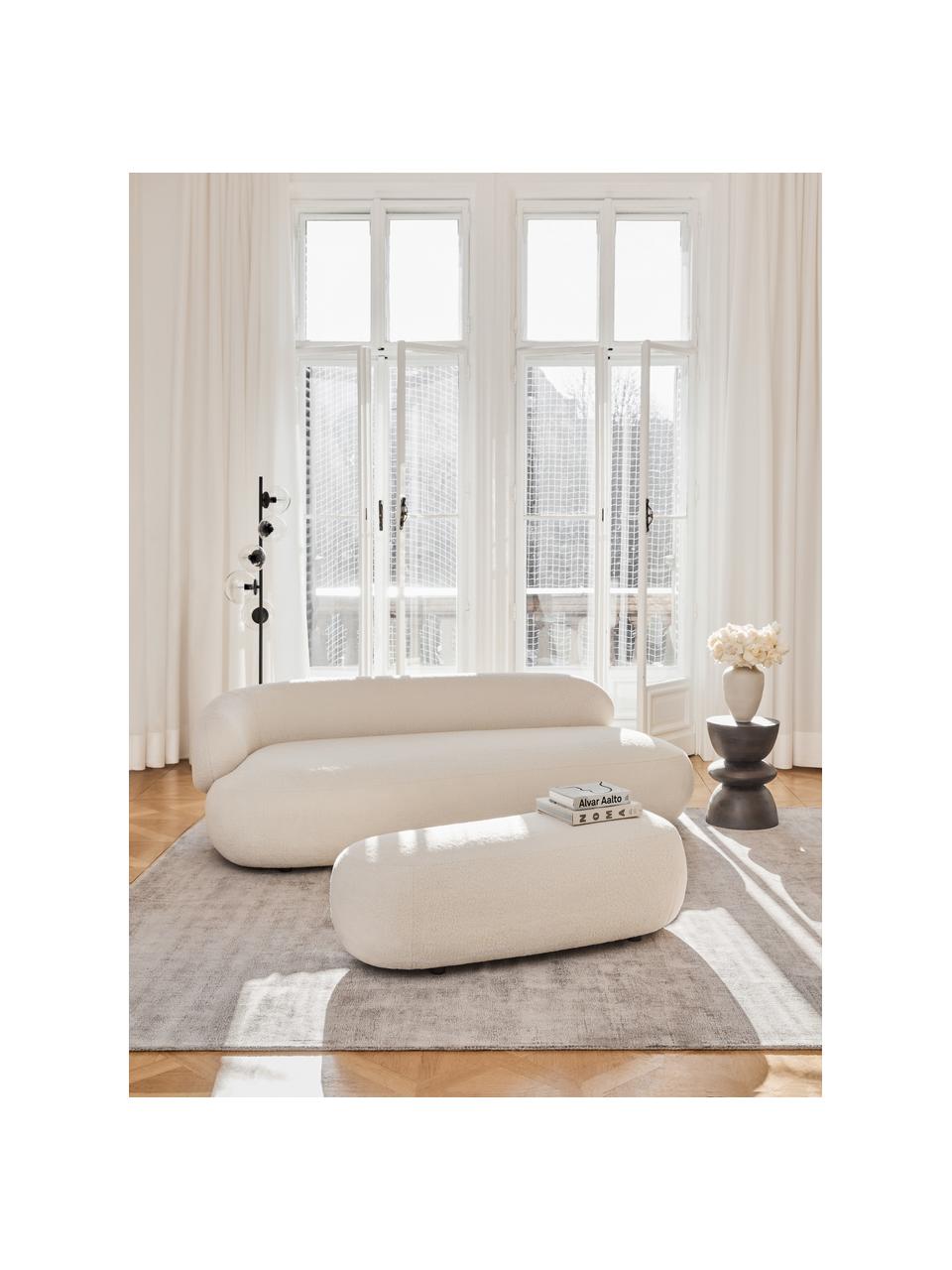 Sofá de borreguillo Alba (3 plazas), Tapizado: tejido bouclé (100% polié, Estructura: madera de pícea maciza, c, Patas: plástico Este producto es, Borreguillo blanco Off White, An 235 x F 114 cm, respaldo izquierdo