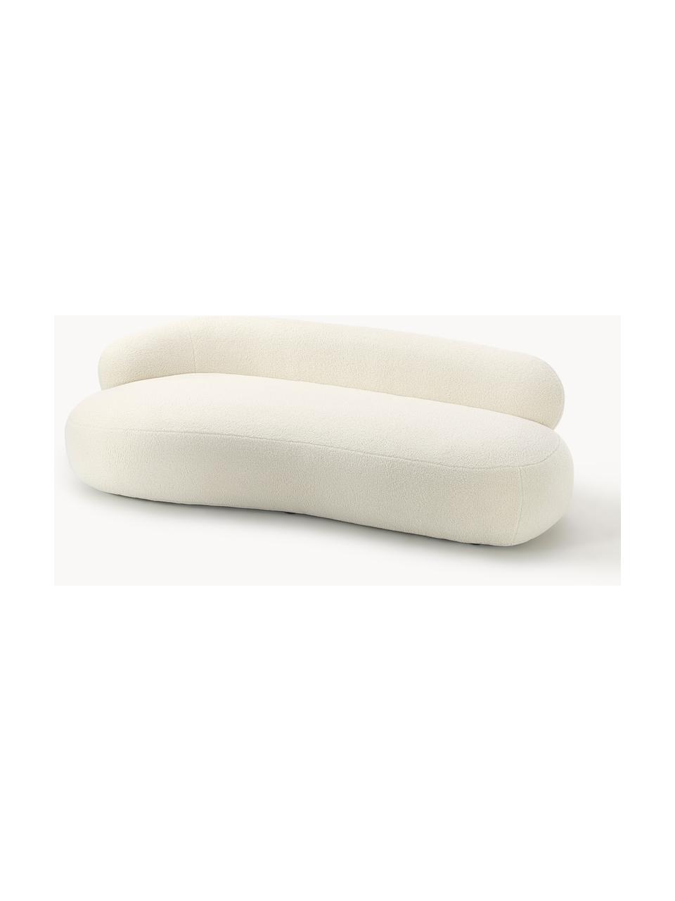 Sofá de borreguillo Alba (3 plazas), Tapizado: tejido bouclé (100% polié, Estructura: madera de abeto maciza, m, Patas: plástico Este producto es, Borreguillo blanco Off White, An 235 x F 114 cm, respaldo izquierdo