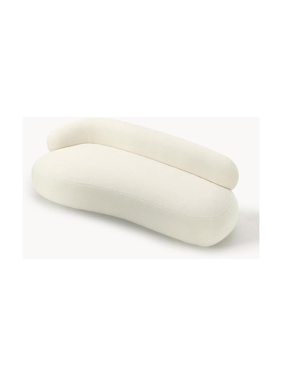 Canapé 3 places tissu peluche Alba, Peluche blanc cassé, larg. 235 x prof. 114 cm, dossier à gauche