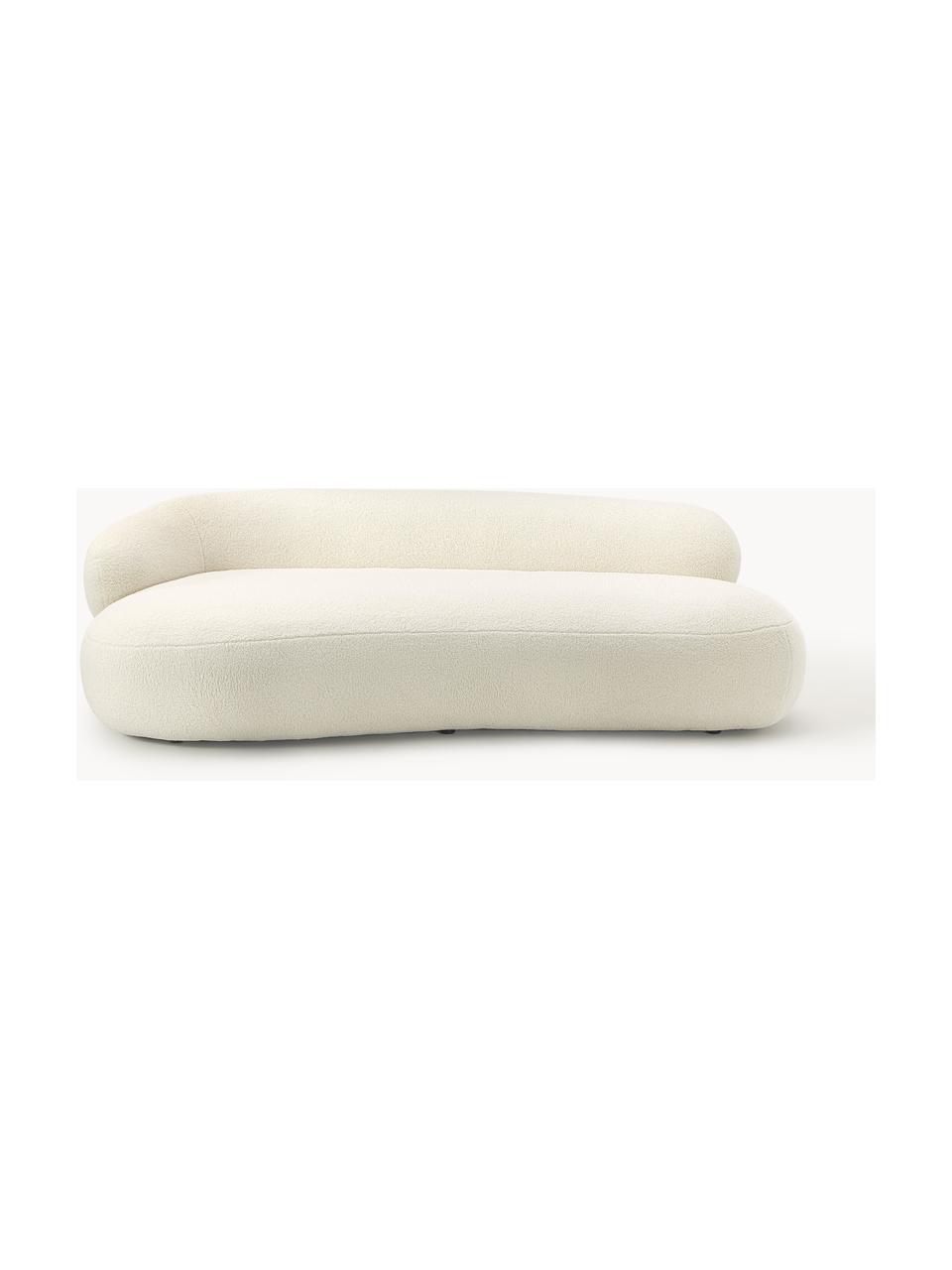 Sofá de borreguillo Alba (3 plazas), Tapizado: tejido bouclé (100% polié, Estructura: madera de abeto maciza, m, Patas: plástico Este producto es, Borreguillo blanco Off White, An 235 x F 114 cm, respaldo izquierdo